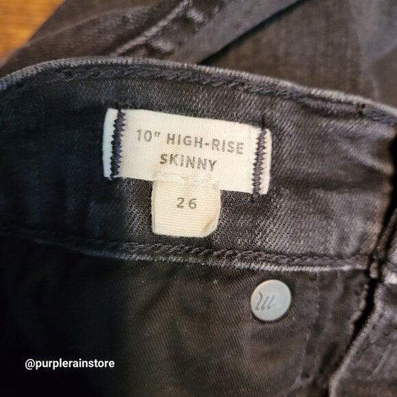 Madewell Jeans 26 Skinny 10" High Rise Button Fly Berkeley Black Wash AA590 - Picture 5 of 13